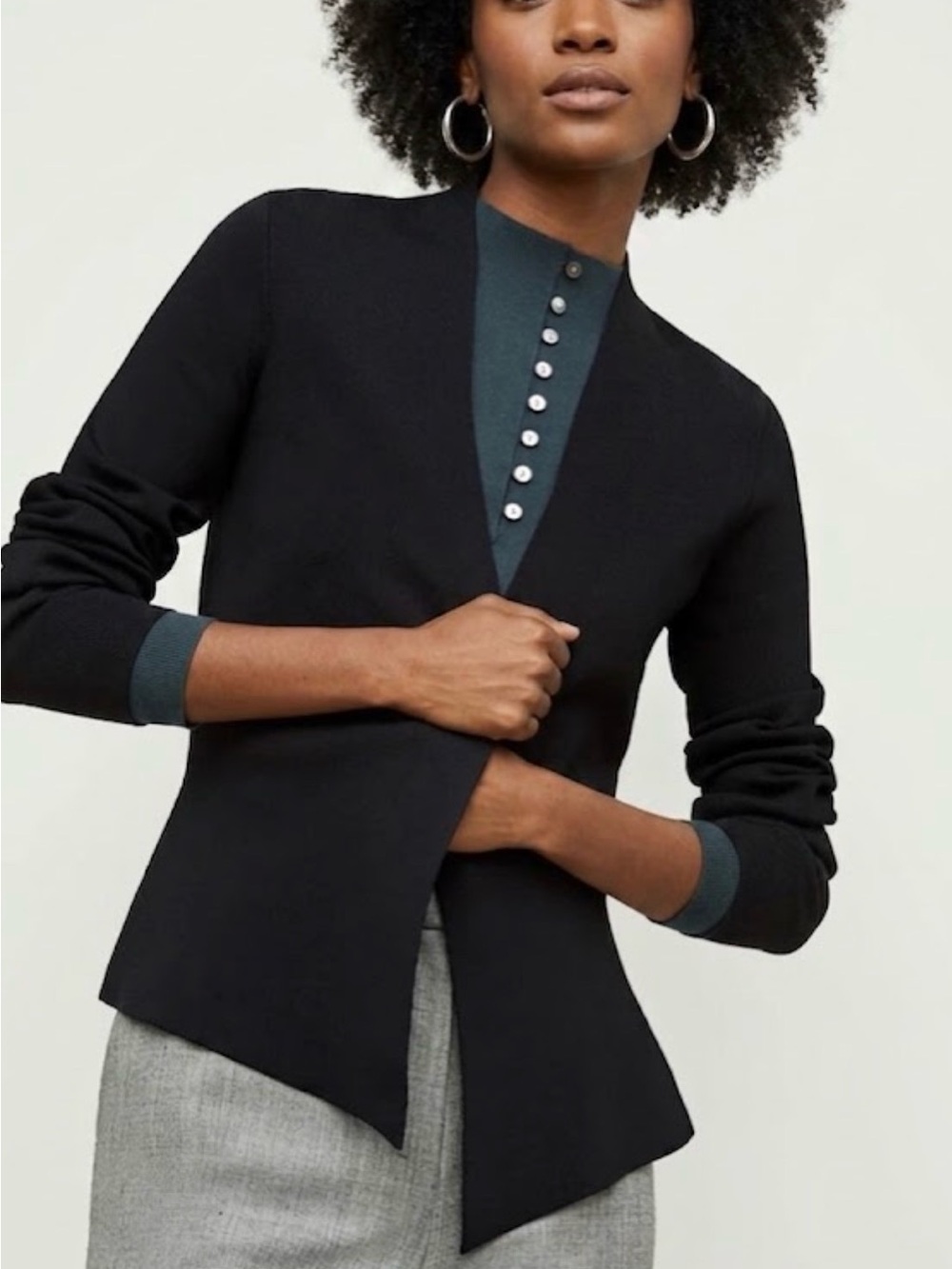 M.M. Lafleur The Woolf Jardigan Black Knit Jacket Cardigan Small Office Business